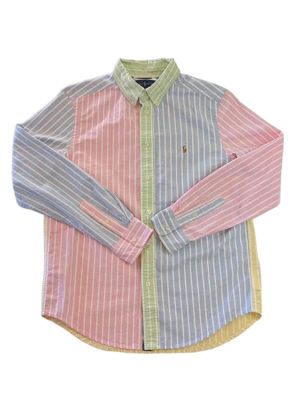 Ralph Lauren Boy's L(14/16) Multi-Color Pastel Striped Button Up Collared Shirt